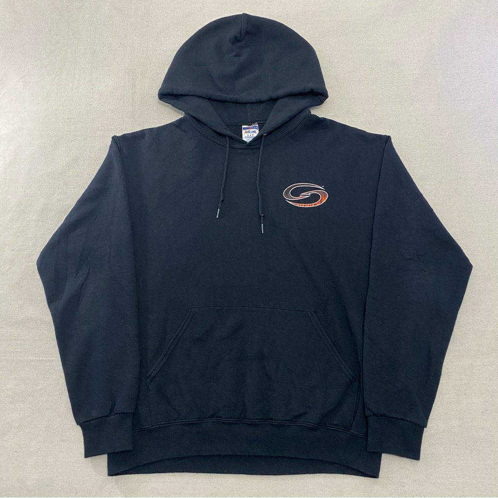 RARE Jerzees Strike King Logo Apparel Black Hoodie Sweatshirt Unisex Mens Sz M